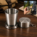 Folding Camping Cup – Stainless Steel Portable with Keychain