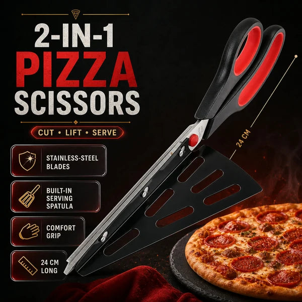 Pizza Cutter Scissors – Stainless Steel with Removable Spatula